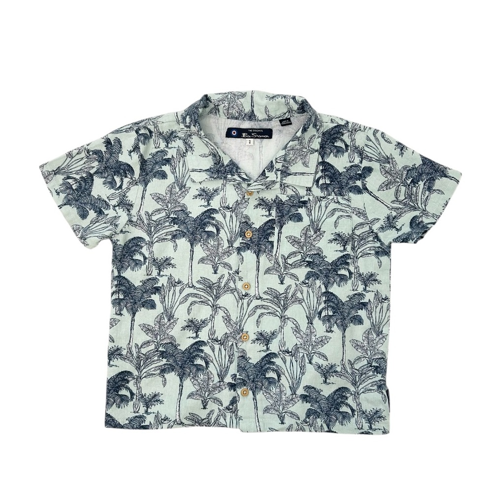 Ben Sherman Boys’ Cabana Button Down Collared Tropical Print Shirt